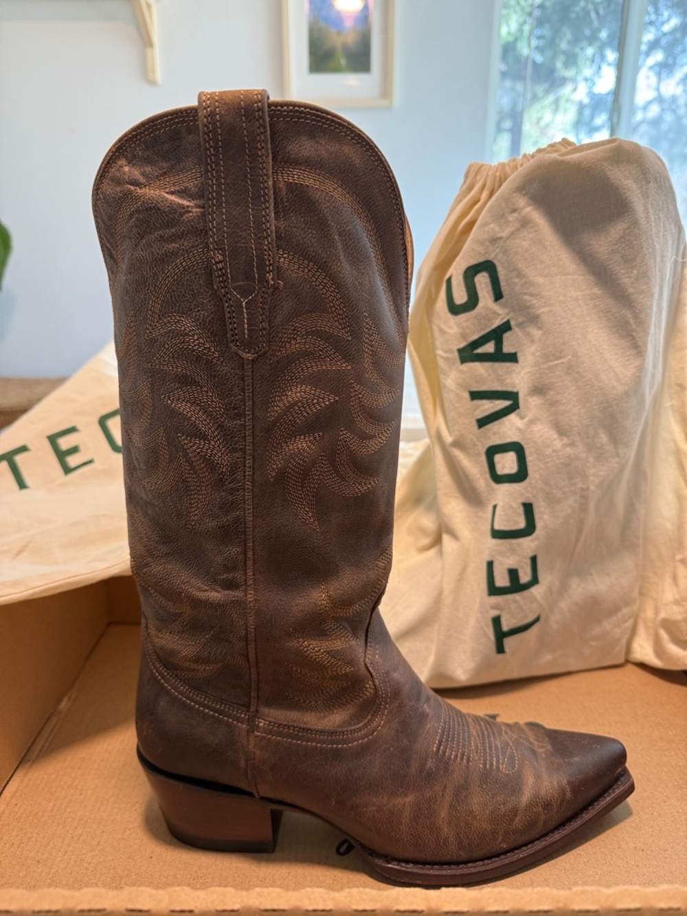 Tecovas Women's Annie Boot Brown Leather Size 9.5 - Picture 7 of 12